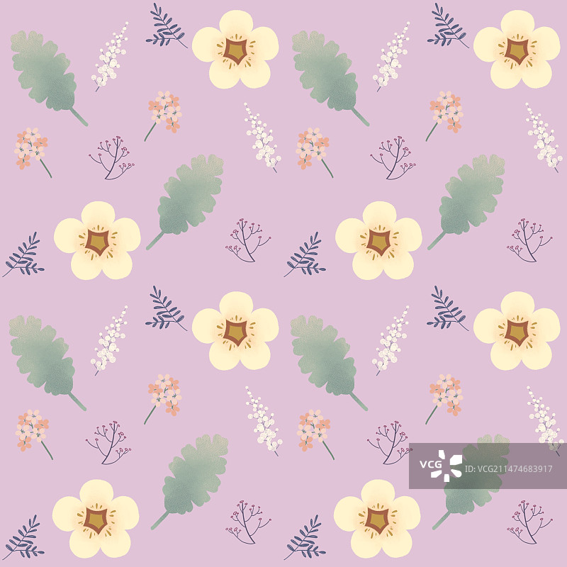 四方连续花朵叶子元素背景图片素材