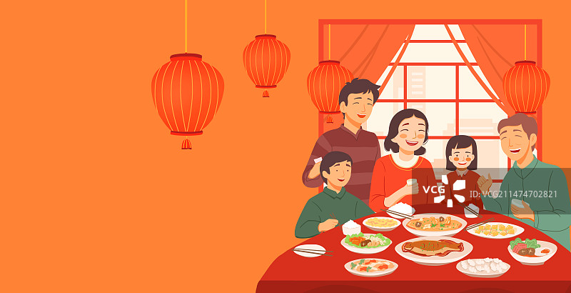 过年一家人聚在一起吃年夜饭，团圆画面，一家人，年夜饭，大年三十图片素材