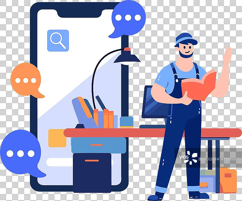 手绘工程师或维修工人物图片素材