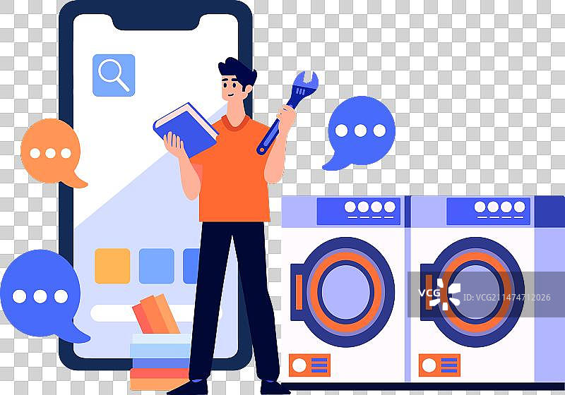 手绘工程师或维修工人物图片素材