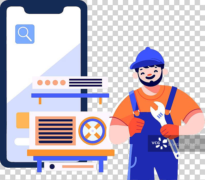 手绘工程师或维修工人物图片素材