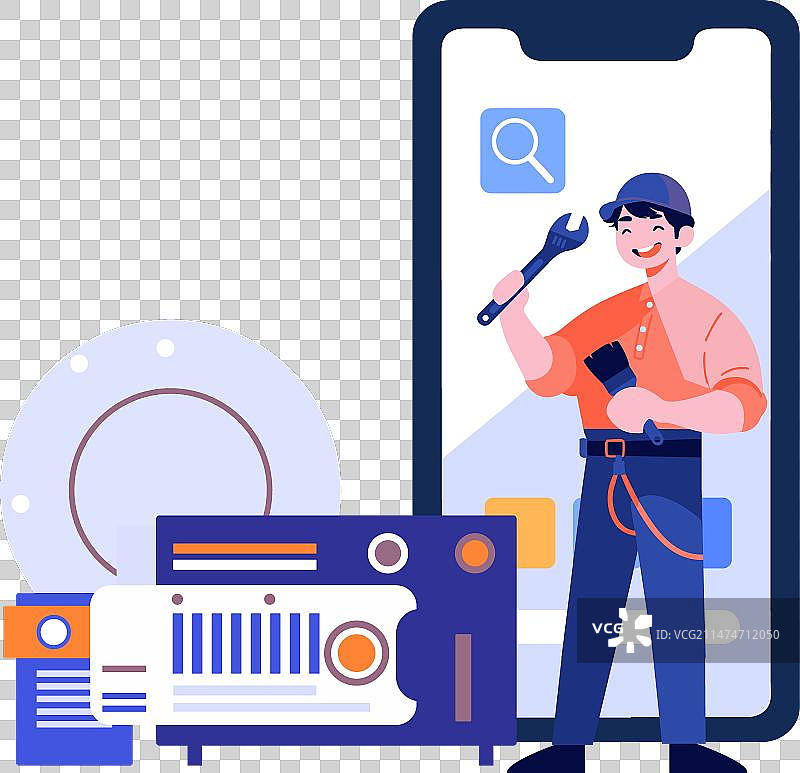 手绘工程师或维修工人物图片素材