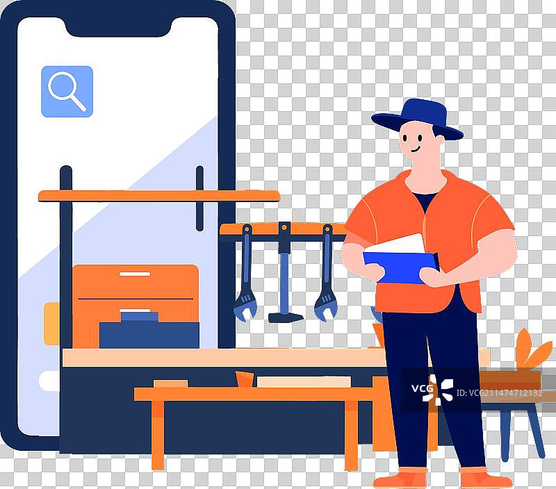 手绘工程师或维修工人物图片素材