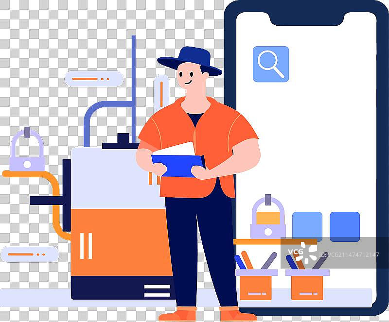 手绘工程师或维修工人物图片素材