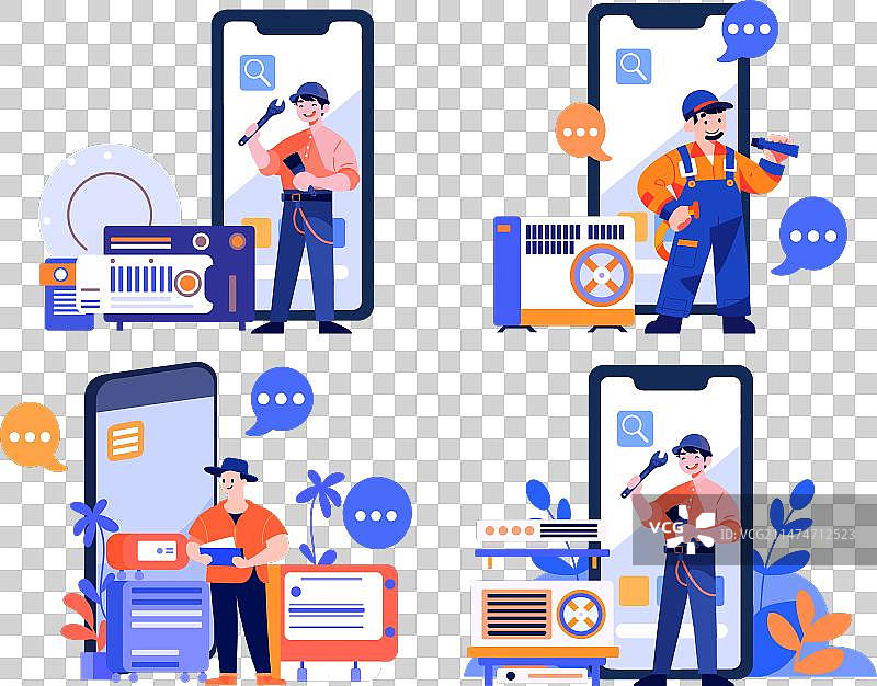 手绘工程师或维修工人物图片素材