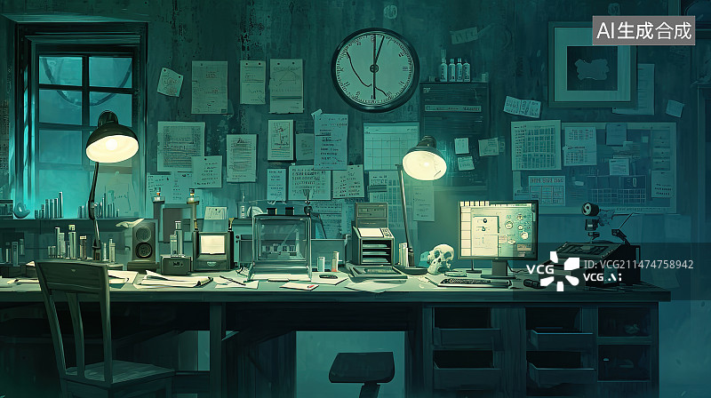 【AI数字艺术】办公室办公桌上的笔记本电脑图片素材