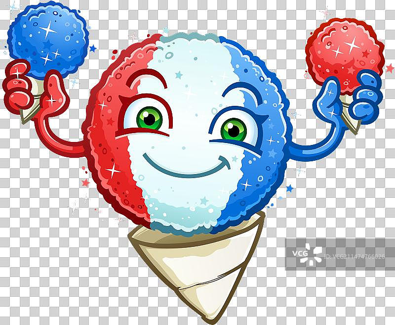 红白蓝三色刨冰卡通人物图片素材