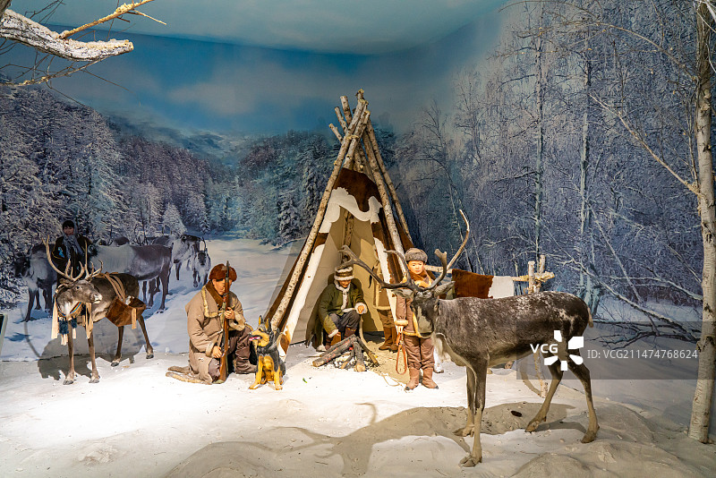 鄂伦春族生活场景  黑龙江省民族博物馆图片素材