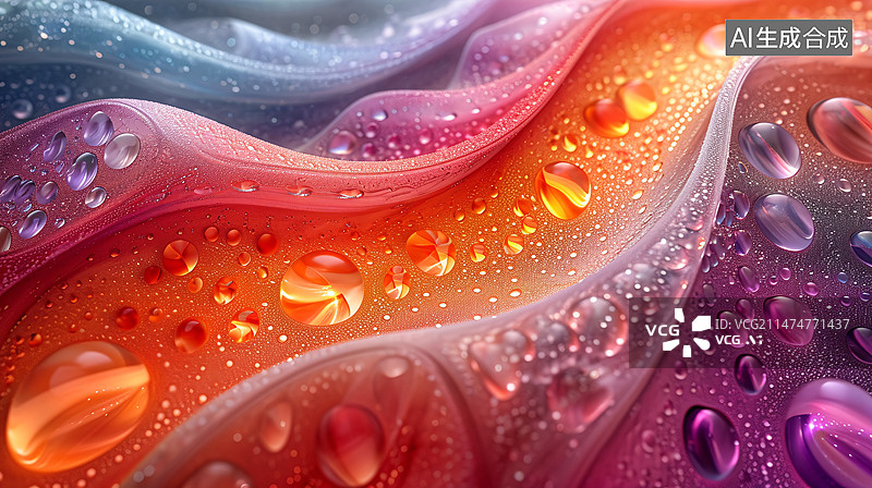 【AI数字艺术】抽象的自然背景与美丽的水滴在粉红色花瓣特写微距图片素材