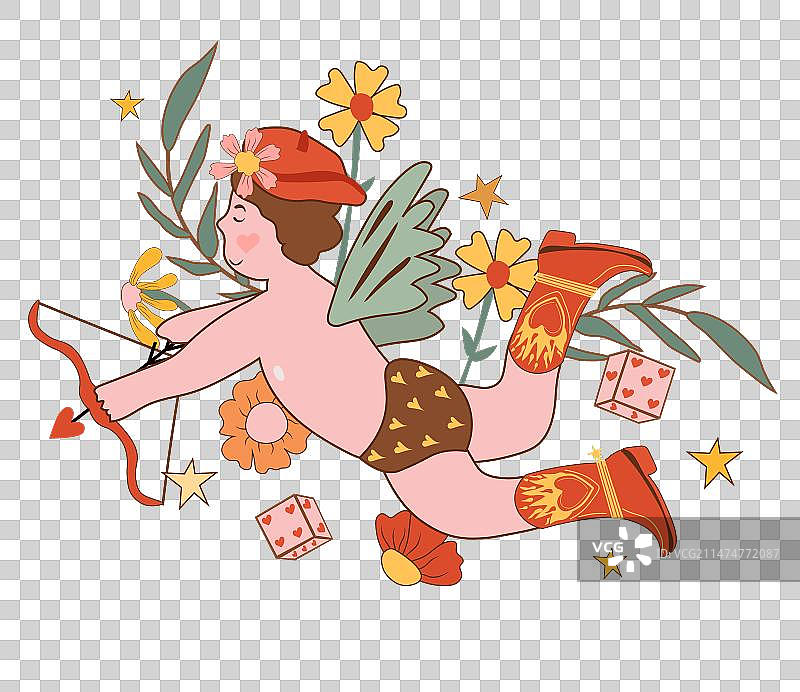 丘比特雏菊花，嬉皮士60年代风格图片素材