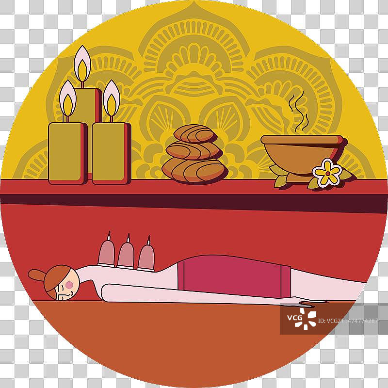 真空拔罐背部按摩分离图图片素材