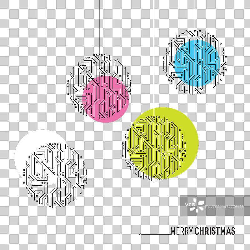 圣诞快乐：印刷电路板贺卡图片素材