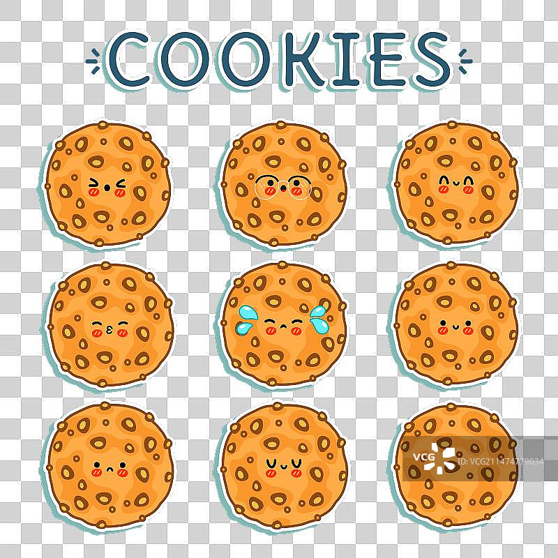 燕麦饼干卡通形象贴纸套装图片素材