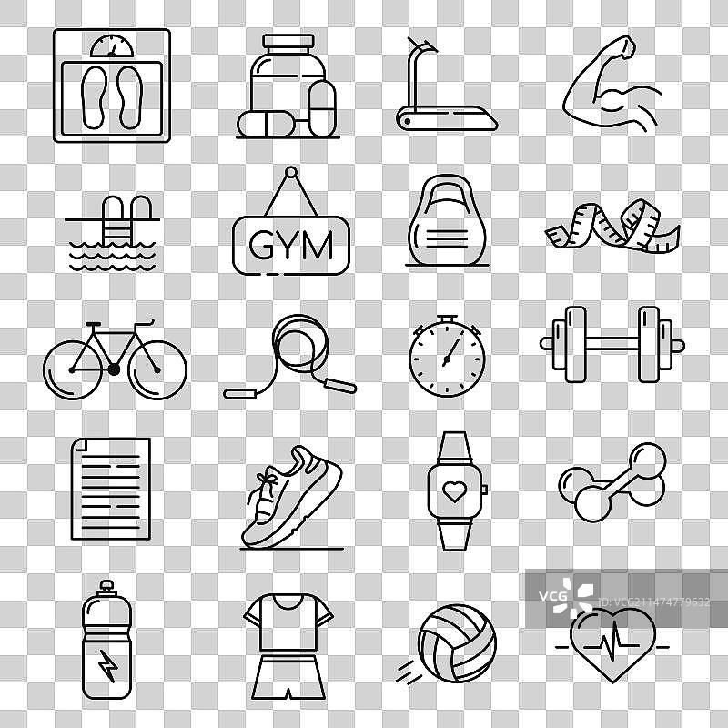 健身活动细线图标图片素材