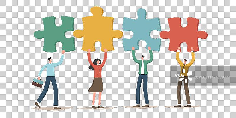 人们在拼图中折叠图片素材