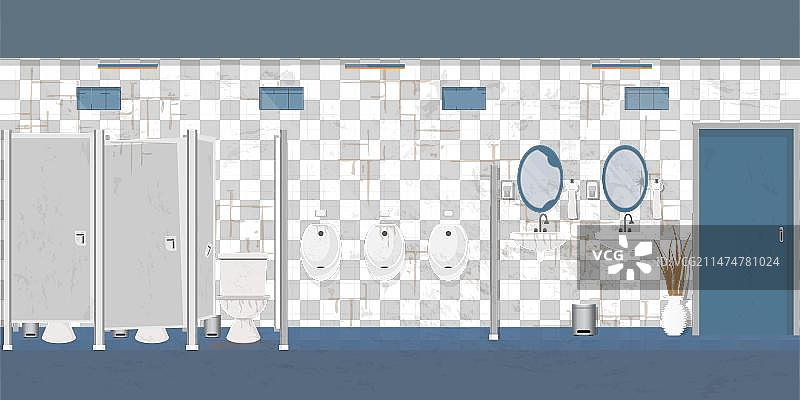 老旧肮脏的公共厕所小便池内饰图片素材