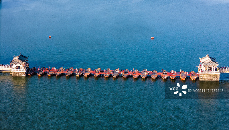 航拍潮州广济桥的浮桥图片素材