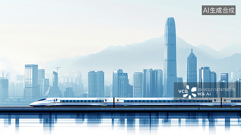 【AI数字艺术】中国城市高铁背景图片素材