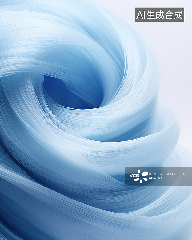 【AI数字艺术】蓝色丝巾布料图片素材