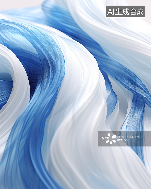 【AI数字艺术】蓝色丝巾布料图片素材
