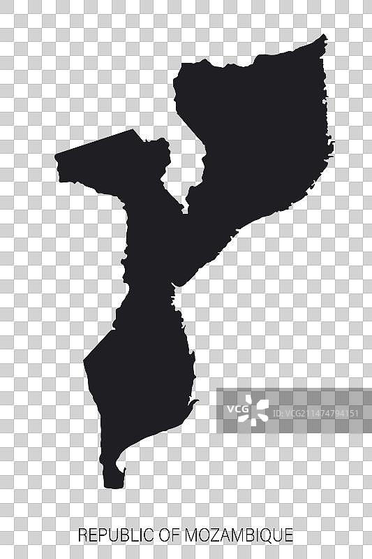 莫桑比克带边界的高度详细地图图片素材