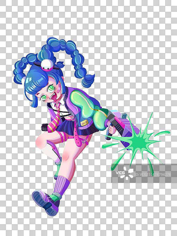 赛博朋克萝莉多姿态图片素材