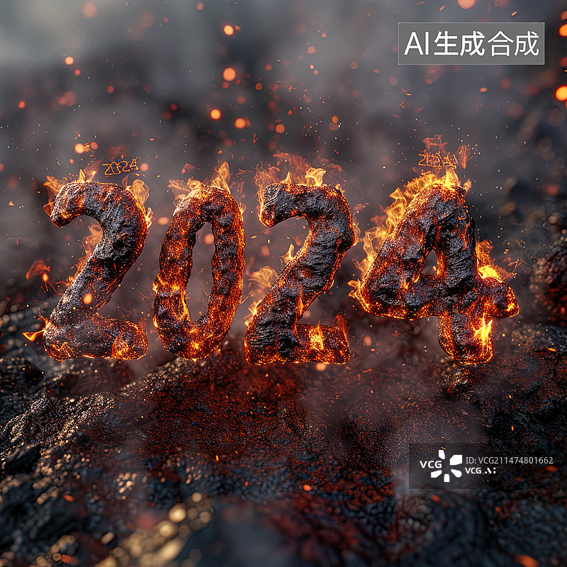 【AI数字艺术】火焰文字 2024图片素材