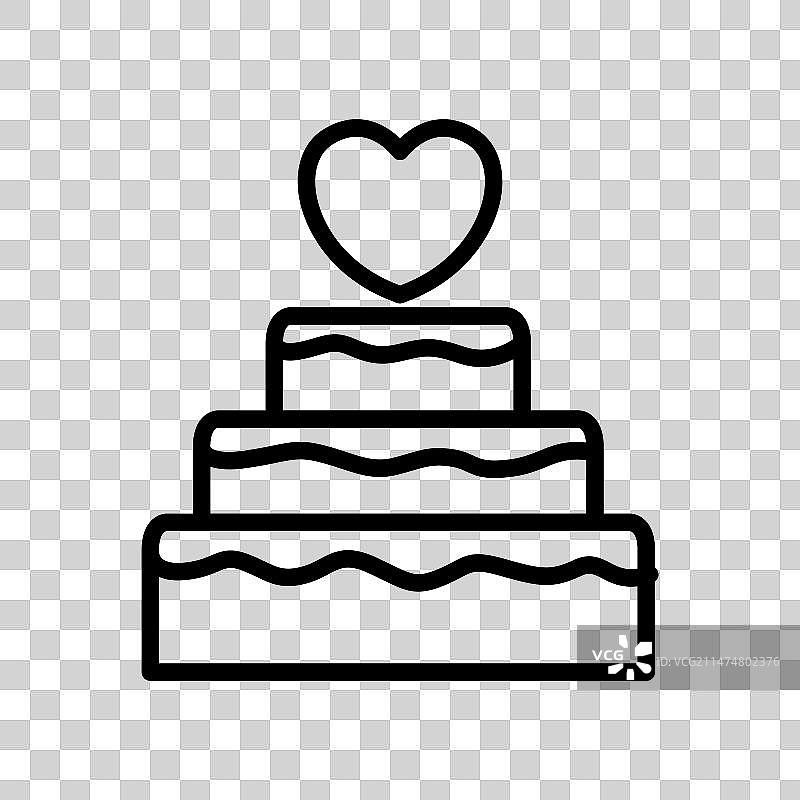 生日蛋糕爱心线性图标标志图片素材