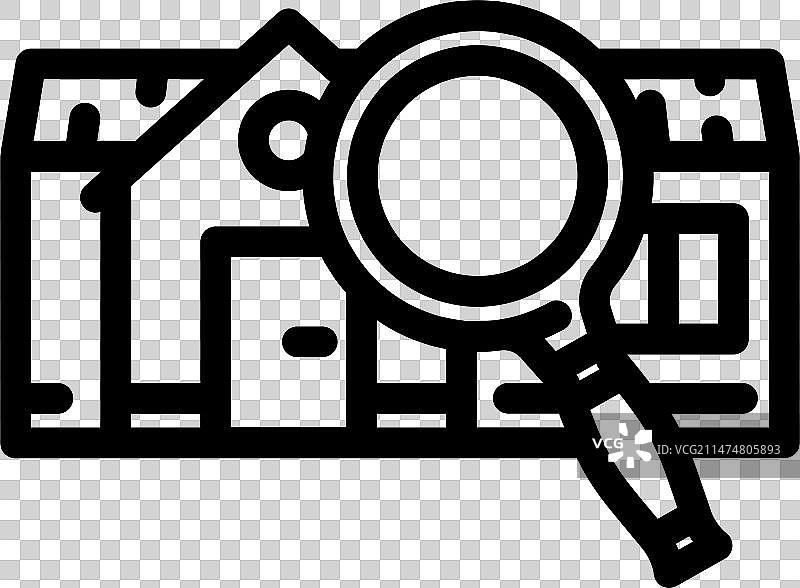 房屋搜索放大镜线性图标图片素材