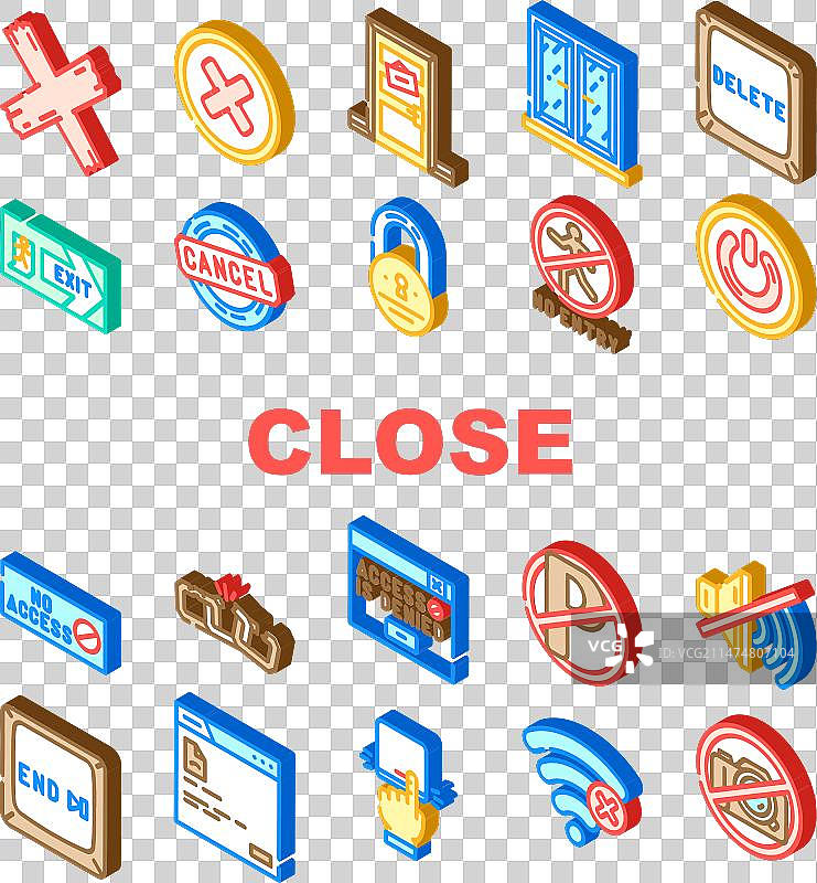 关闭的商店门板图标集图片素材