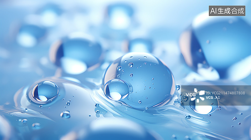 【AI数字艺术】蓝色清新泡泡背景图片素材