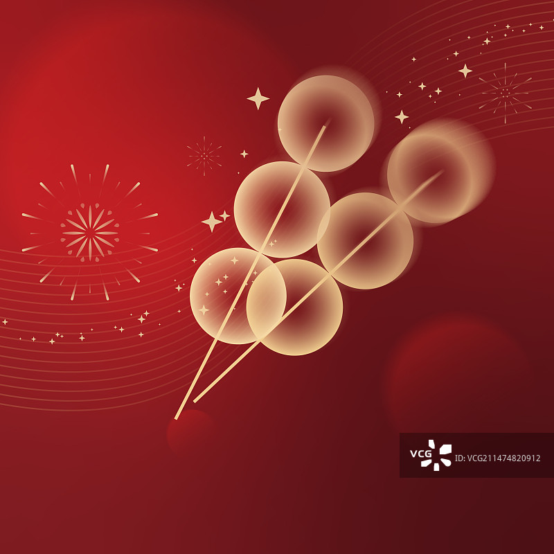 新年春节红色背景金色装饰元素插图之美食糖葫芦图片素材