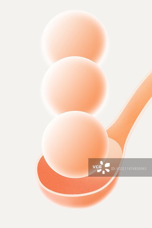 元宵节纯色弥散渐变风高级感汤圆勺子插画图片素材