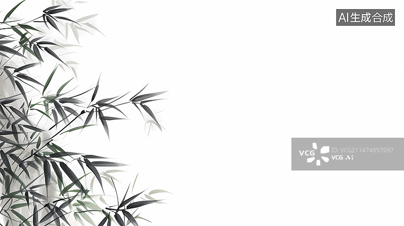【AI数字艺术】中国国画风格水墨风国画竹子素材图片素材