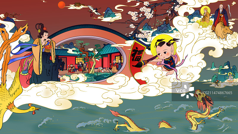 中国传统文化儒释道和谐图片素材