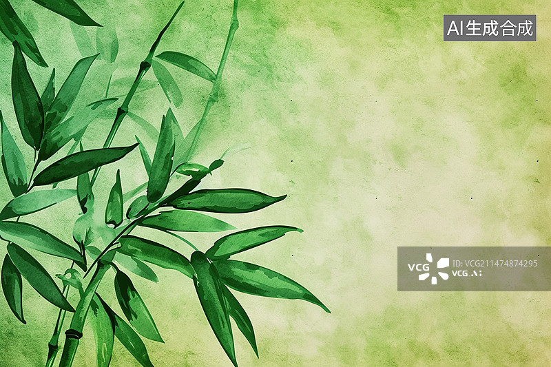 【AI数字艺术】中国风竹子插画背景素材留白图片素材