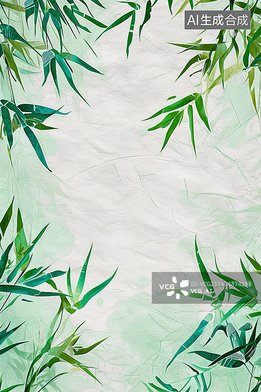 【AI数字艺术】中国风竹子插画背景素材留白图片素材