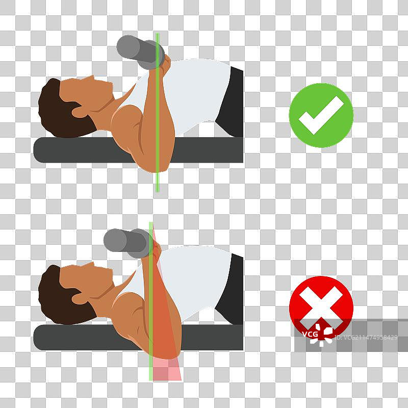 男人做杠铃卧推胸部按压弯曲图片素材