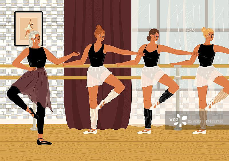 芭蕾舞学校训练的年轻芭蕾舞演员图片素材