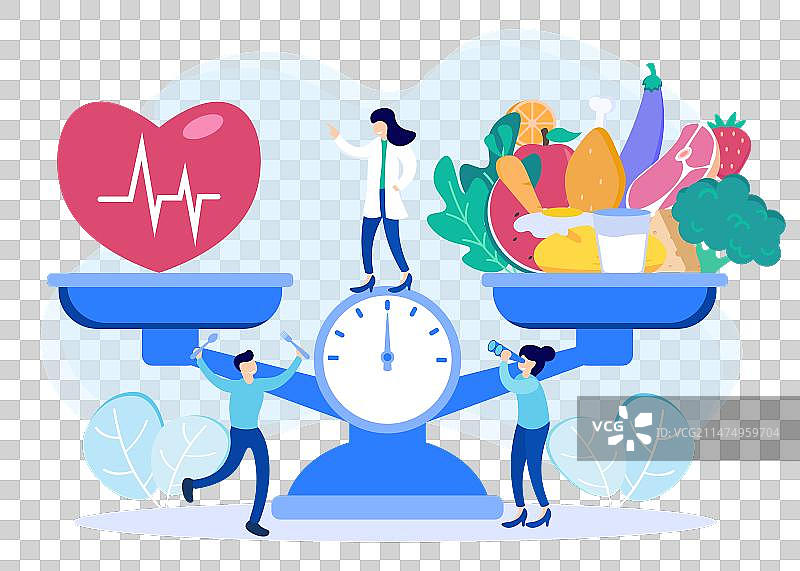 卡通人物均衡饮食设计图片素材