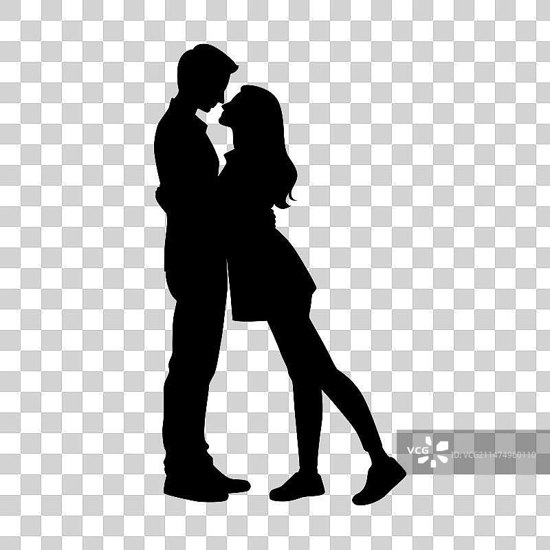 情侣剪影甜蜜相拥图片素材