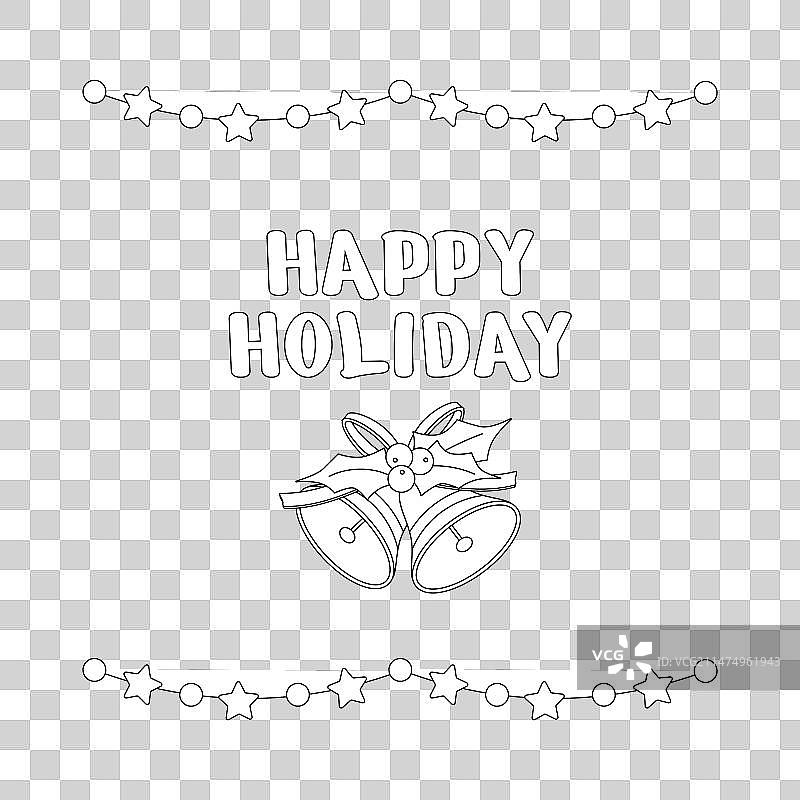 圣诞文字与铃铛花环边框图片素材