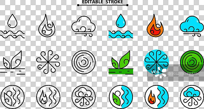 阿育吠陀元素：水、火、气、土图片素材