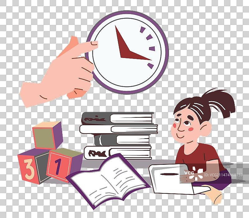 学习时间概念：孩子停止玩电子产品图片素材