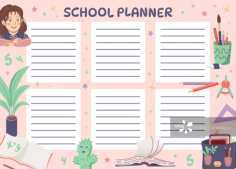 带文具图纸的学校计划本图片素材