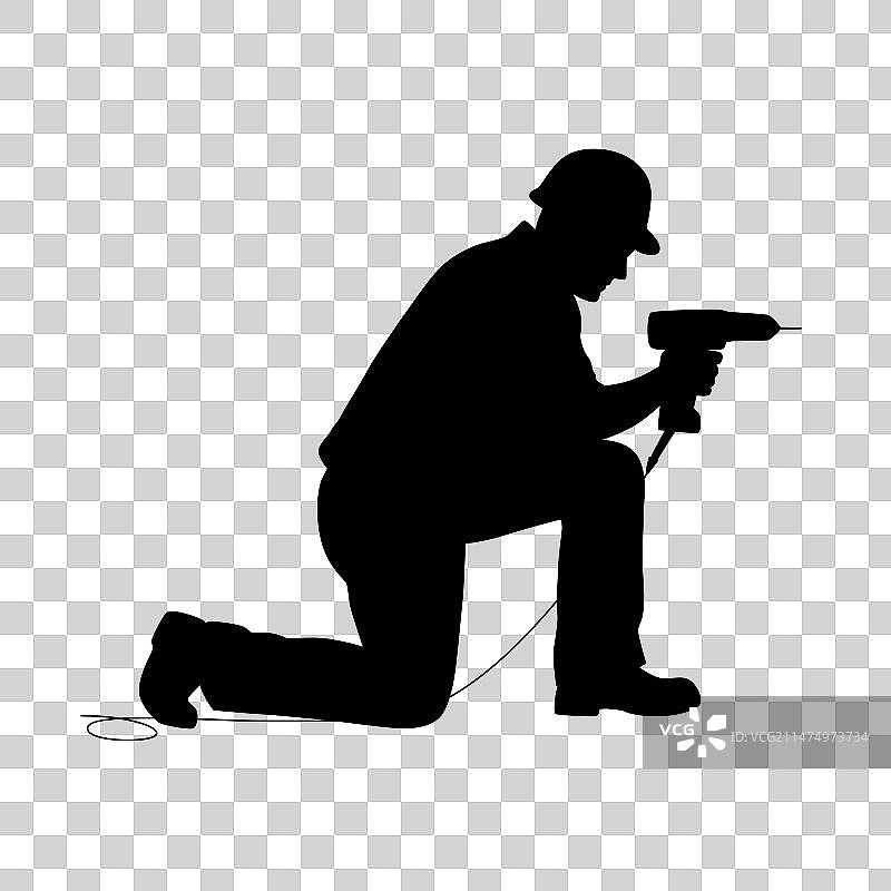 建筑工人技术员剪影图片素材