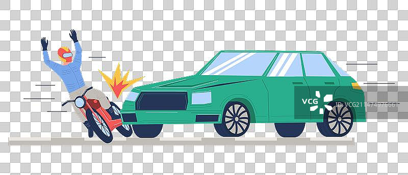 摩托车与汽车道路交通事故图片素材