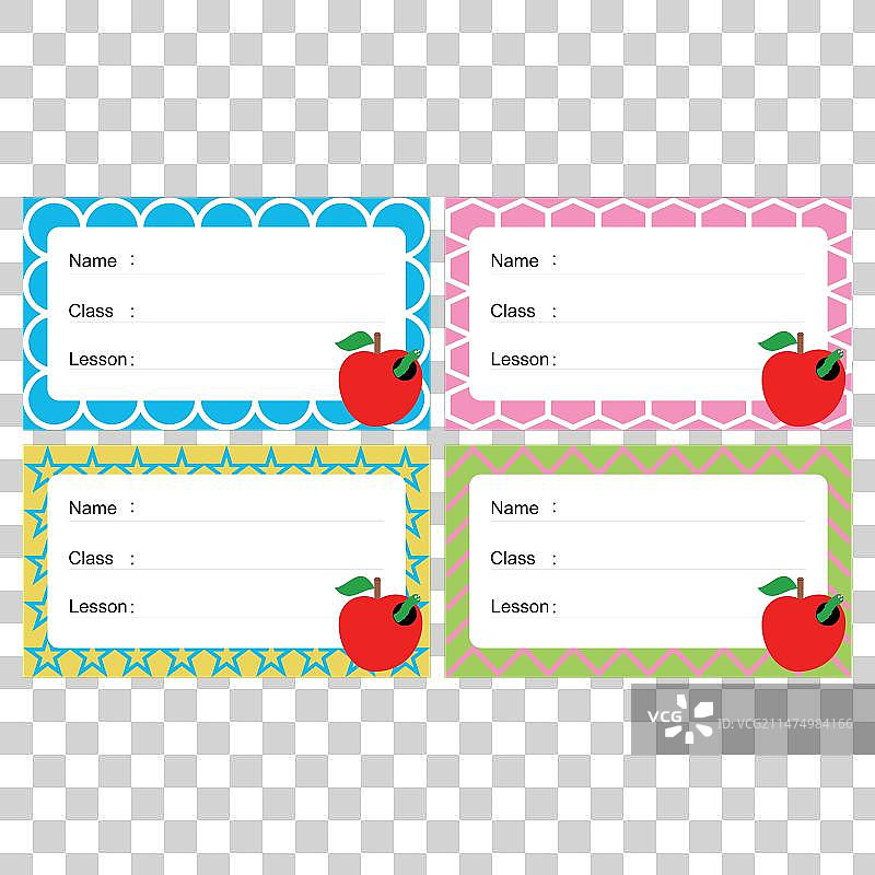 带图案的可打印姓名标签贴纸图片素材
