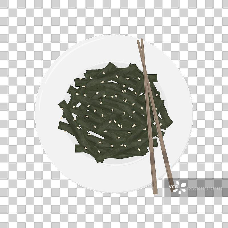 日式裙带菜沙拉或海藻沙拉图片素材
