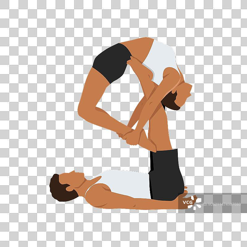 年轻情侣练习向上弓式瑜伽图片素材